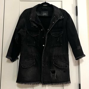 Zara | 3/4 Length Black Denim Jacket